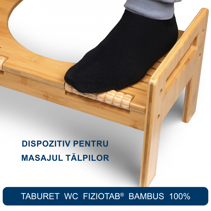 Taburet WC FizioTab® bambus, scaunel inaltator wc pentru pozitia corecta pe toaleta, inaltime reglabila, Maro [4]