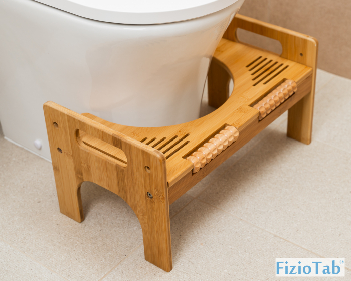 Taburet WC FizioTab® bambus, scaunel inaltator wc pentru pozitia corecta pe toaleta, inaltime reglabila, Maro [7]