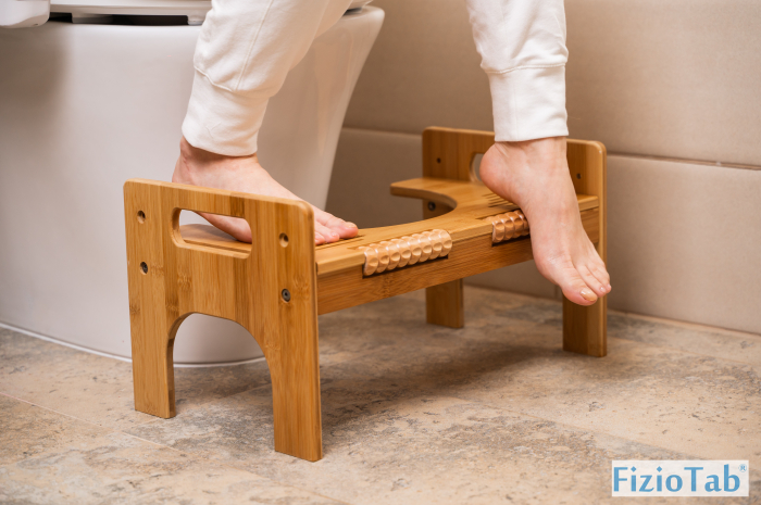 Taburet WC FizioTab® bambus, scaunel inaltator wc pentru pozitia corecta pe toaleta, inaltime reglabila, Maro [6]