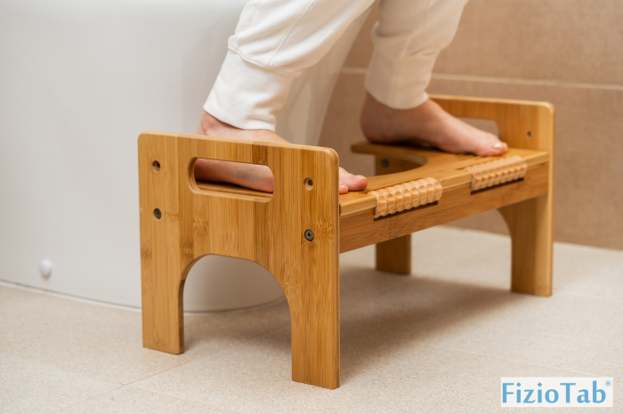 Taburet WC FizioTab® bambus, scaunel inaltator wc pentru pozitia corecta pe toaleta, inaltime reglabila, Maro [5]