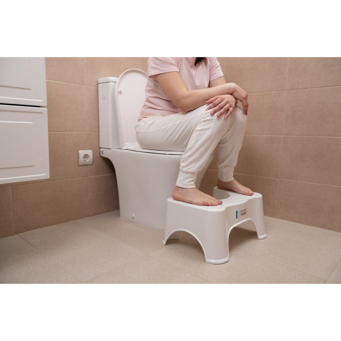 Taburet WC FizioTab® Mic, Solutia Naturala Impotriva Constipatiei Si Hemoroizilor, Scaun Suport Picioare WC, Scaunel Inaltator WC Pentru Pozitia Ghemuit Corecta Pe Toaleta, 1 buc, Alb, Inaltime 17 cm [2]