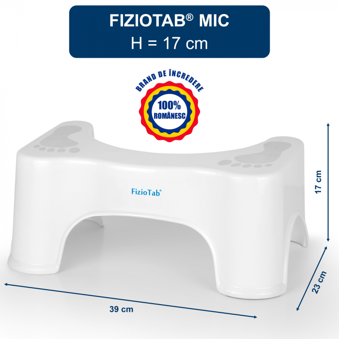 Taburet WC FizioTab® Mic, Solutia Naturala Impotriva Constipatiei Si Hemoroizilor, Scaun Suport Picioare WC, Scaunel Inaltator WC Pentru Pozitia Ghemuit Corecta Pe Toaleta, 1 buc, Alb, Inaltime 17 cm [4]