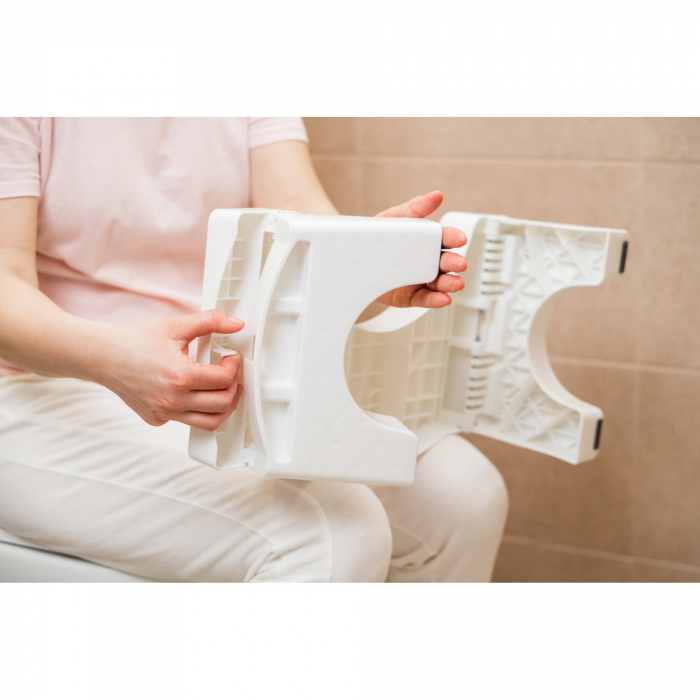 Taburet Pliabil WC FizioTab®, Impotriva Constipatiei si Hemoroizilor, Suport Picioare Pentru Pozitia Ghemuit Pe WC, Adulti si Copii, Plastic Rezistent, Alb, Inaltime 17 cm [7]