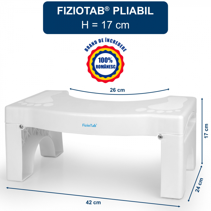 Taburet Pliabil WC FizioTab®, Impotriva Constipatiei si Hemoroizilor, Suport Picioare Pentru Pozitia Ghemuit Pe WC, Adulti si Copii, Plastic Rezistent, Alb, Inaltime 17 cm [4]