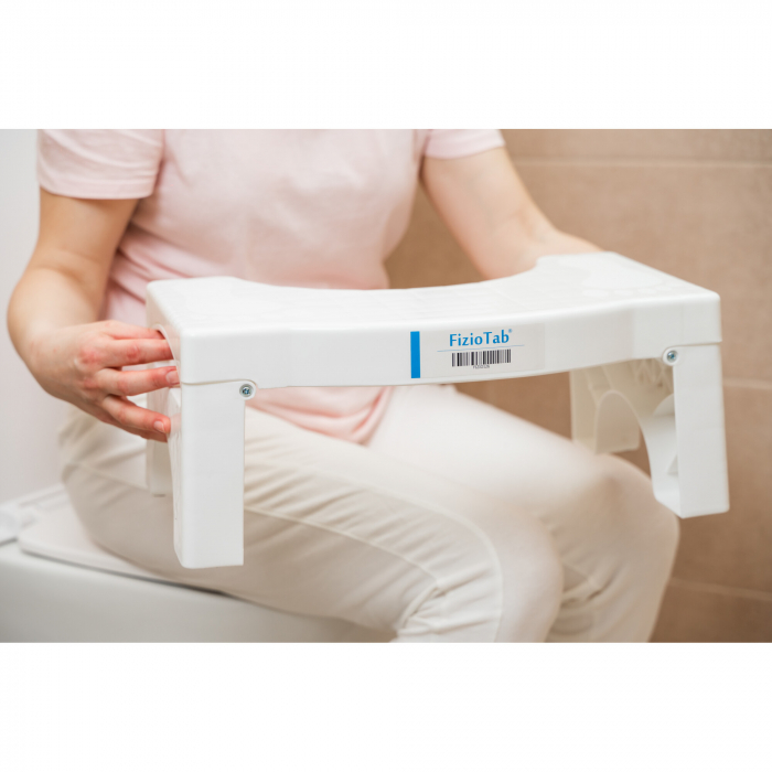 Taburet Pliabil WC FizioTab®, Impotriva Constipatiei si Hemoroizilor, Suport Picioare Pentru Pozitia Ghemuit Pe WC, Adulti si Copii, Plastic Rezistent, Alb, Inaltime 17 cm [5]