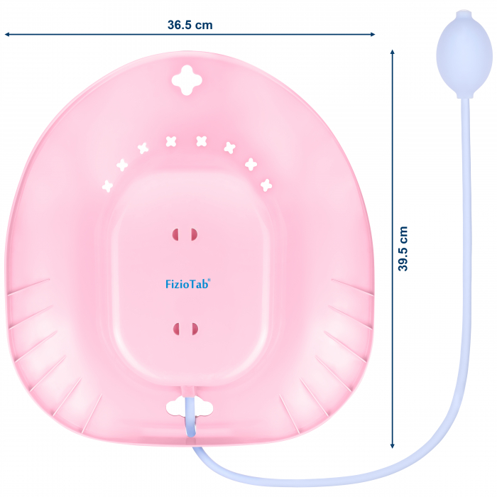 Vas FizioTab® Sitz Bath, pentru Baie de Sezut, tip Lighean pentru Wc, Asigura Igiena Locala si Ameliorarea Simptomelor Provocate de Hemoroizi, Carlig si Saculet Depozitare Incluse, Roz cu Irigator Reg [2]