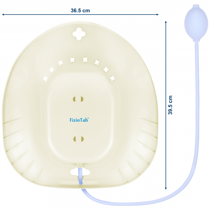 Vas FizioTab® Sitz Bath, pentru Bai de Sezut, tip Lighean pentru Wc, cu Irigator Reglabil, Asigura Igiena Locala si Ameliorarea Simptomelor Provocate de Hemoroizi, Carlig si Saculet Depozitare Incluse [2]