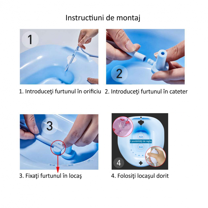 Vas FizioTab® Sitz Bath, pentru Baie de Sezut, tip Lighean pentru Wc, cu Irigator Reglabil, Asigura Igiena Locala si Ameliorarea Simptomelor Provocate de Hemoroizi, Carlig si Saculet Depozitare Inclus [7]