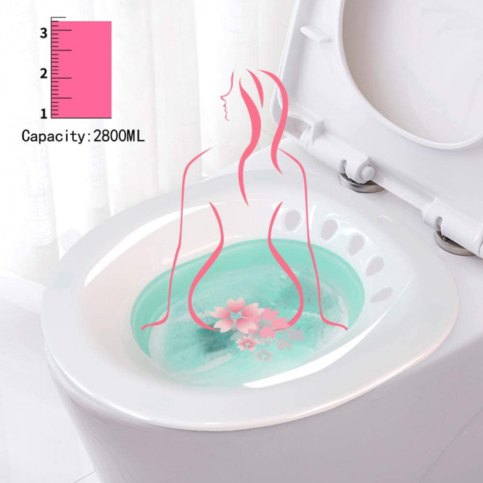 Vas FizioTab® Sitz Bath Pliabil, pentru Baie de Sezut, tip Lighean pentru Wc, Asigura Igiena Locala si Ameliorarea Simptomelor Locale Provocate de Hemoroizi, Alb/Verde cu Irigator Reglabil Albastru [8]