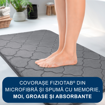 Set 3 Covorase Baie FizioTab®, Microfibra, Spuma cu Memorie, 80x50, 50x40, 40x45, Antiderapante, Gri [4]