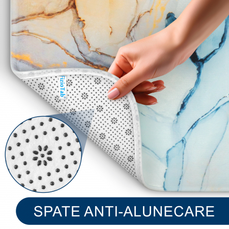 Set 3 Covorase Baie FizioTab®, Antiderapante, Model Abstract Albastru [3]