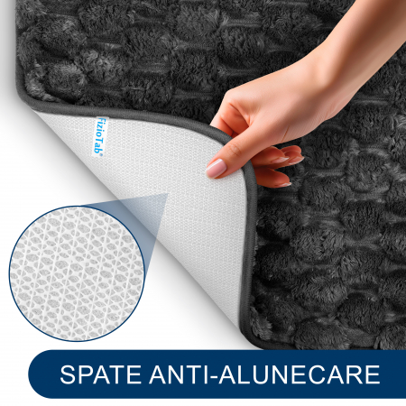 Set 3 Covorase Baie FizioTab®, Microfibra, Spuma cu Memorie, 80x50, 50x40, 40x45, Antiderapante, Gri inchis [3]