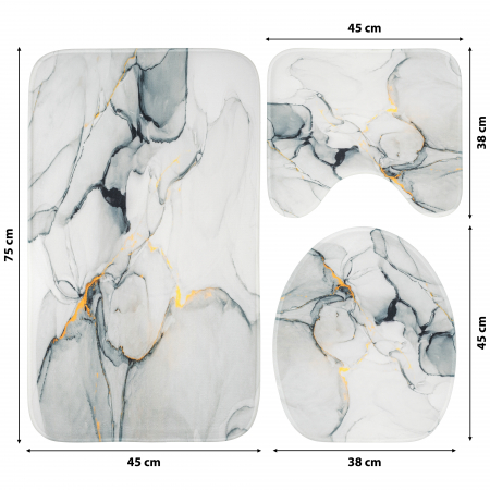 Set 3 Covorase Baie FizioTab®, Antiderapante, Model Abstract Gri [2]