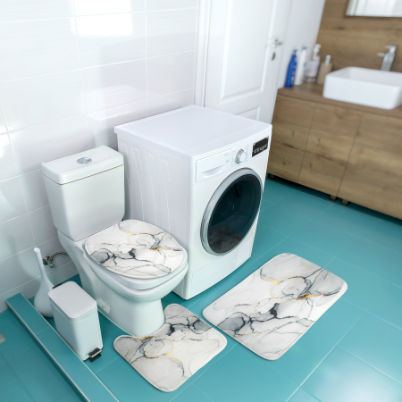 Set 3 Covorase Baie FizioTab®, Antiderapante, Model Abstract Gri [1]