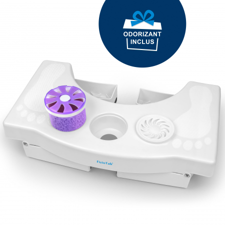Scaunel Pliabil WC FizioTab® cu Odorizant Inclus, Impotriva Constipatiei si Hemoroizilor, Inaltator Toaleta pentru Pozitia Ghemuit, 1 buc, Alb, Inaltime 17 cm [2]