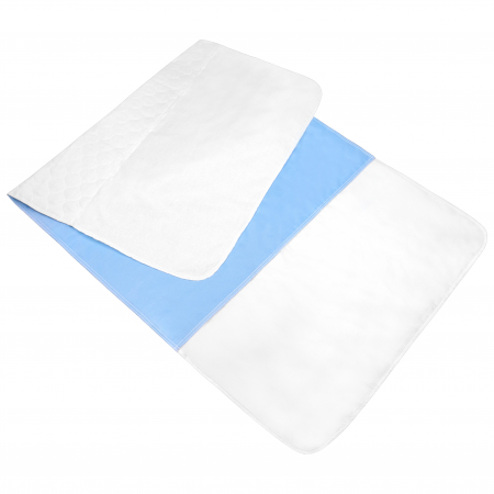 Incontinenta&Sanatate - Aleza FizioTab® cu ARIPIOARE, Protectie Saltea Impermeabila/Reutilizabila, pentru Pacienti cu Incontinenta, Adulti si Copii, Lavabila, 90 x 85 cm, Albastru