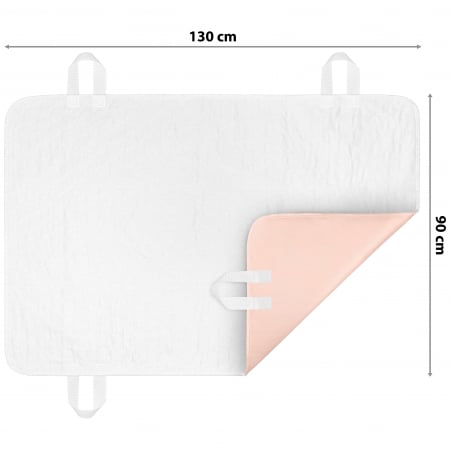 Aleza FizioTab® Mare cu MANERE pentru Manevrare Usoara, Protectie pentru Saltea Impermeabila, pentru Pacienti cu Incontinenta, Adulti si Copii, 131 X 90 cm, Bej [2]