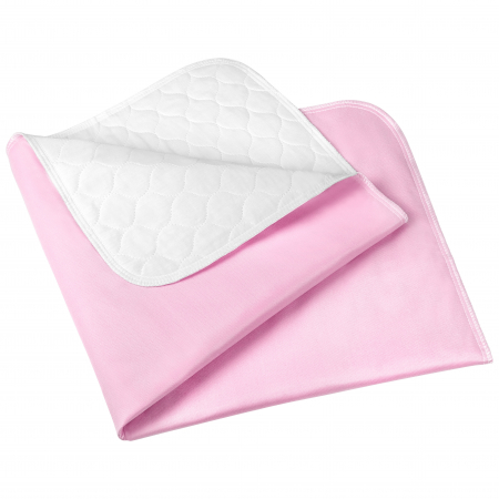 Aleza Impermeabila FizioTab®, Protectie Saltea Lavabila si Reutilizabila pentru Adulti si Copii, 90 x 85 cm, Roz/Alb