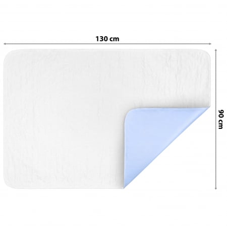 Aleza Impermeabila, Lavabila si Reutilizabila FizioTab®, pentru Pacienti cu Incontinenta si Copii, 131 x 90 cm, Albastru/Alb [1]