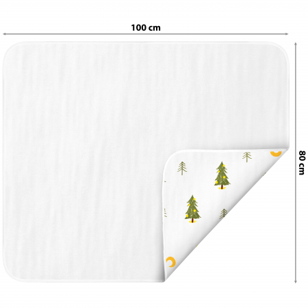 Aleza impermeabila mare pentru copii, FizioTab®, 80x100 cm, absorbanta si lavabila, refolosibila, tip paturica, pentru schimbat scutecul bebelusului, Braduti [1]