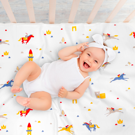 Aleza impermeabila mare pentru copii, FizioTab®, 80x100 cm, absorbanta si lavabila, refolosibila, tip paturica, pentru schimbat scutecul bebelusului, Cai [2]