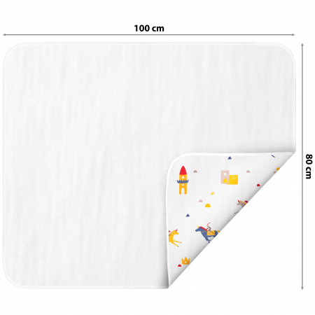 Aleza impermeabila mare pentru copii, FizioTab®, 80x100 cm, absorbanta si lavabila, refolosibila, tip paturica, pentru schimbat scutecul bebelusului, Cai [1]