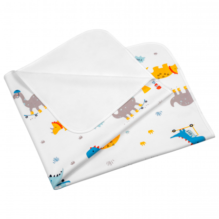 Aleza impermeabila mare pentru copii, FizioTab®, 80x100 cm, absorbanta si lavabila, refolosibila, tip paturica, pentru schimbat scutecul bebelusului, Dinozauri [8]