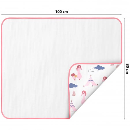 Aleza impermeabila mare pentru copii, FizioTab®, 80x100 cm, absorbanta si lavabila, refolosibila, tip paturica, pentru schimbat scutecul bebelusului, Lama [1]