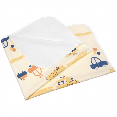 Aleza impermeabila mare pentru copii, FizioTab®, 80x100 cm, absorbanta si lavabila, refolosibila, tip paturica, pentru schimbat scutecul bebelusului, Masinute [6]