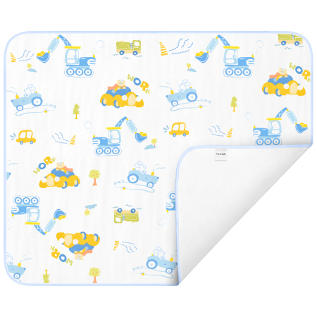 Aleza impermeabila mare pentru copii, FizioTab®, 80x100 cm, absorbanta si lavabila, refolosibila, tip paturica, pentru schimbat scutecul bebelusului, Tractorase