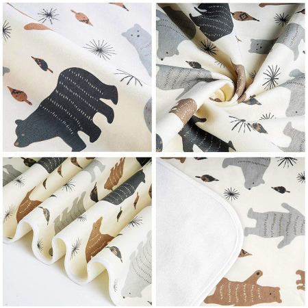 Aleza impermeabila mare pentru copii, FizioTab®, 80x100 cm, absorbanta si lavabila, refolosibila, tip paturica, pentru schimbat scutecul bebelusului, Ursi [7]