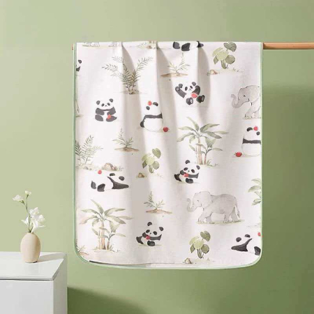 Aleze copii - Aleza impermeabila mare pentru copii, FizioTab®, 80x100 cm, absorbanta si lavabila, refolosibila, tip paturica, pentru schimbat scutecul bebelusului, Ursuleti Panda