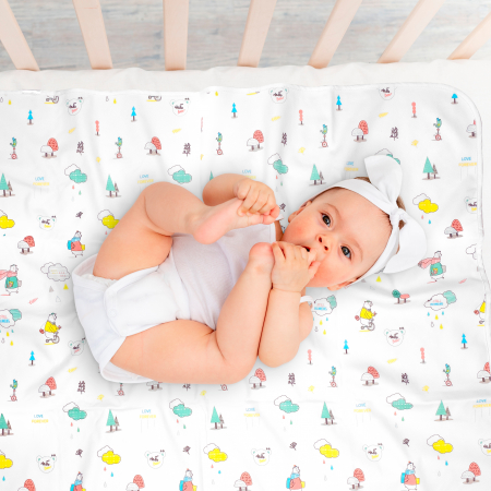 Aleza impermeabila mare pentru copii, FizioTab®, 80x100 cm, absorbanta si lavabila, refolosibila, tip paturica, pentru schimbat scutecul bebelusului Ursuleti [2]