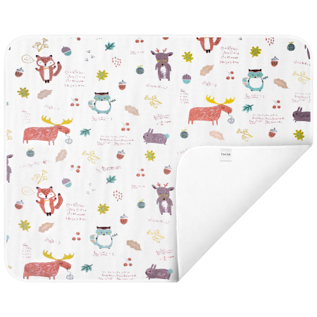 Aleze copii - Aleza impermeabila mare pentru copii, FizioTab®, 80x100 cm, absorbanta si lavabila, refolosibila, tip paturica, pentru schimbat scutecul bebelusului, Veverite