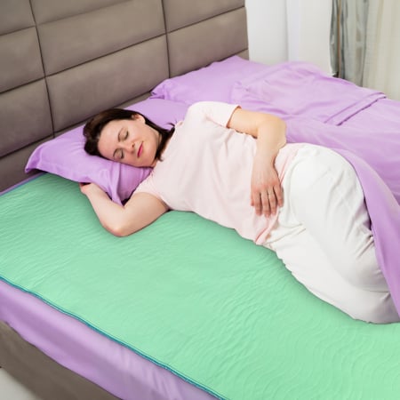Aleza Impermeabila Reutilizabila FizioTab® 200 x 160 cm, Protectie Saltea Lavabila, pentru Pacienti cu Incontinenta, Adulti si Copii, Verde/Albastru [4]