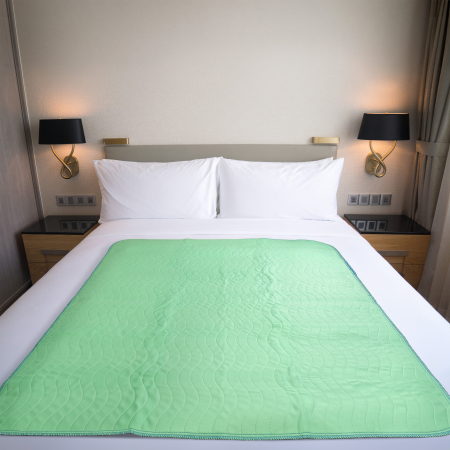 Aleza Impermeabila Reutilizabila FizioTab® 130 x 90 cm, Protectie Saltea Lavabila, pentru Pacienti cu Incontinenta, Adulti si Copii, Verde/Albastru [5]