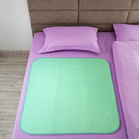 Aleza Impermeabila Reutilizabila FizioTab® 90 x 85 cm, Protectie Saltea Lavabila, pentru Pacienti cu Incontinenta, Adulti si Copii, Verde/Albastru [5]