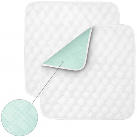 Aleza Scaun Reutilizabila, FizioTab®, Absorbantă si Lavabilă, pentru Adulti si Copii, Pacienti cu Incontinență, cu Suprafata speciala Anti-alunecare, 50 x 50 cm, Verde/Alb, 2 bucati