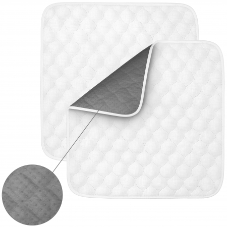 Aleza Scaun Reutilizabila, FizioTab®, Absorbantă si Lavabilă, pentru Adulti si Copii, Pacienti cu Incontinență, cu Suprafata speciala Anti-alunecare, 50 x5 0 cm, Gri/Alb, 2 bucati