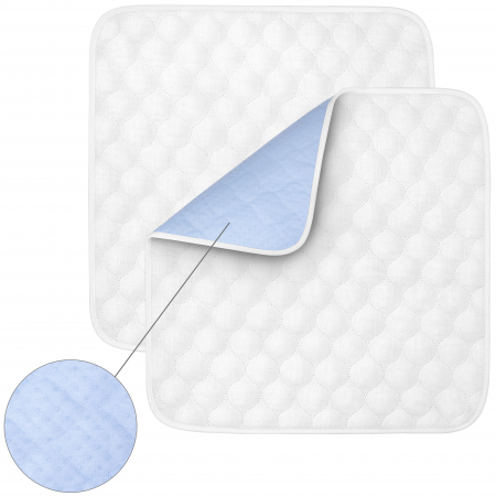 Aleza Scaun Reutilizabila, FizioTab®, Absorbantă si Lavabilă, pentru Adulti si Copii, Pacienti cu Incontinență, cu Suprafata speciala Anti-alunecare, 50 x 50 cm, Albastru/Alb, 2 bucati