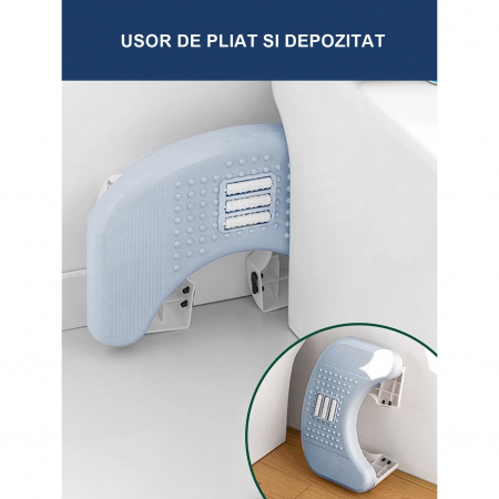 Scaunel Pliabil WC FizioTab®, Impotriva Constipatiei si Hemoroizilor, Pentru Pozitia Ghemuit Corecta Pe WC, Adulti si Copii, 1 buc, Albastru, Inaltime 18 cm [5]