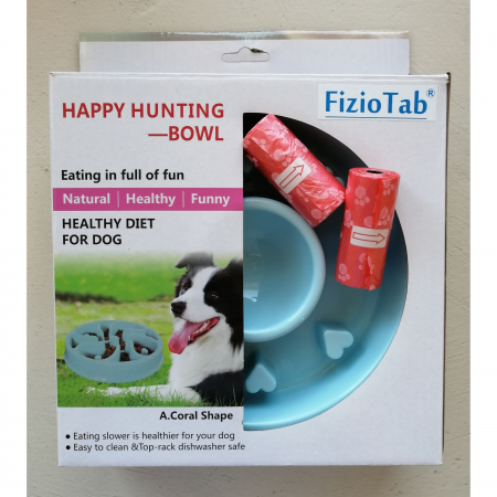 Castron Hranire Lenta Caini FizioTab®, pentru Prevenirea Indigestiei, Antiderapant, Love, Albastru [11]