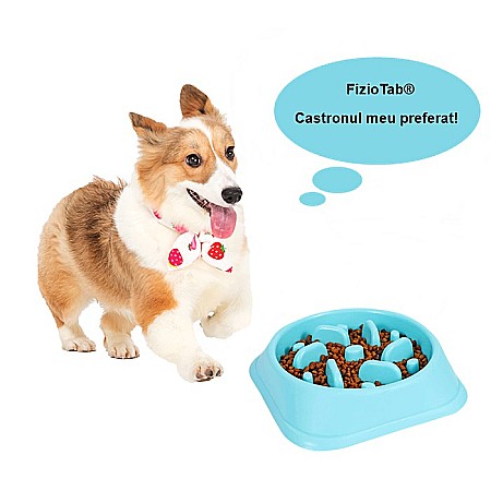 Castron Hranire Lenta pentru Caini, Pentru Prevenirea Indigestiei, Slow Feed Bol Interactiv FizioTab®, Albastru [13]