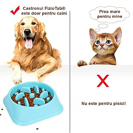 Castron Hranire Lenta pentru Caini, Pentru Prevenirea Indigestiei, Slow Feed Bol Interactiv FizioTab®, Albastru [12]