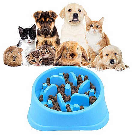 Castron Hranire Lenta pentru Caini, Pentru Prevenirea Indigestiei, Slow Feed Bol Interactiv FizioTab®, Albastru [10]