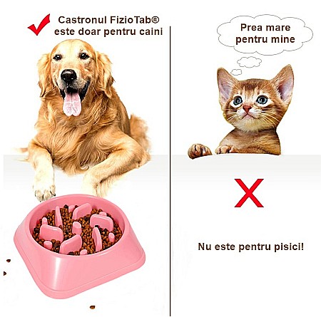 Castron Hranire Lenta pentru Caini, Pentru Prevenirea Indigestiei, Slow Feed Bol Interactiv FizioTab®, Roz [7]
