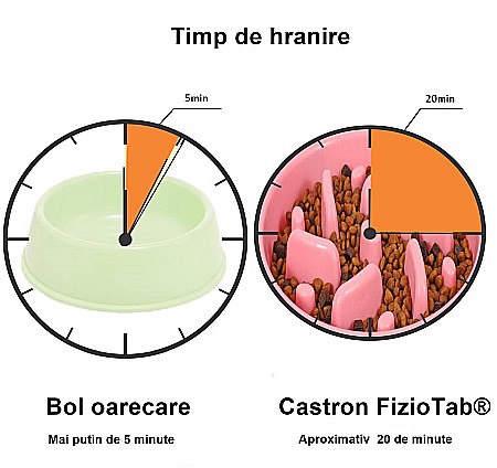 Castron Hranire Lenta pentru Caini, Pentru Prevenirea Indigestiei, Slow Feed Bol Interactiv FizioTab®, Roz [4]