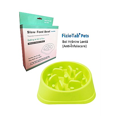 Castron Hranire Lenta pentru Caini, Pentru Prevenirea Indigestiei, Slow Feed Bol Interactiv FizioTab®, Verde [13]