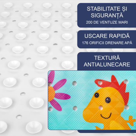 Covoras pentru cada, anti-alunecare, FizioTab®, 100×40 cm, Dinozauri [2]