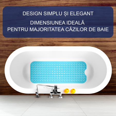 Covoras pentru cada, anti-alunecare, FizioTab®, 100x40 cm, Albastru Turcoaz [1]